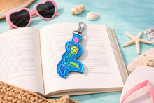 Load image into Gallery viewer, Mermaid Applique Snap tab (Single and Multi file included) machine embroidery design DIGITAL DOWNLOAD