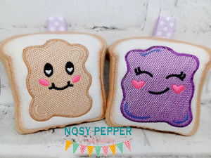 Peanut Butter & Jelly Mini Stuffies Machine Embroidery Design DIGITAL DOWNLOAD