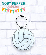 Load image into Gallery viewer, Volleyball Puff bookmark/ornament/bag tag machine embroidery design DIGITAL DOWNLOAD