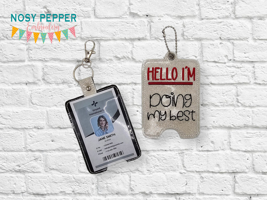 Hello I'm lanyard card case 2024 SKILL BUILDER BUNDLE machine embroidery design (eyelet and snap tab designs included) DIGITAL DOWNLOAD