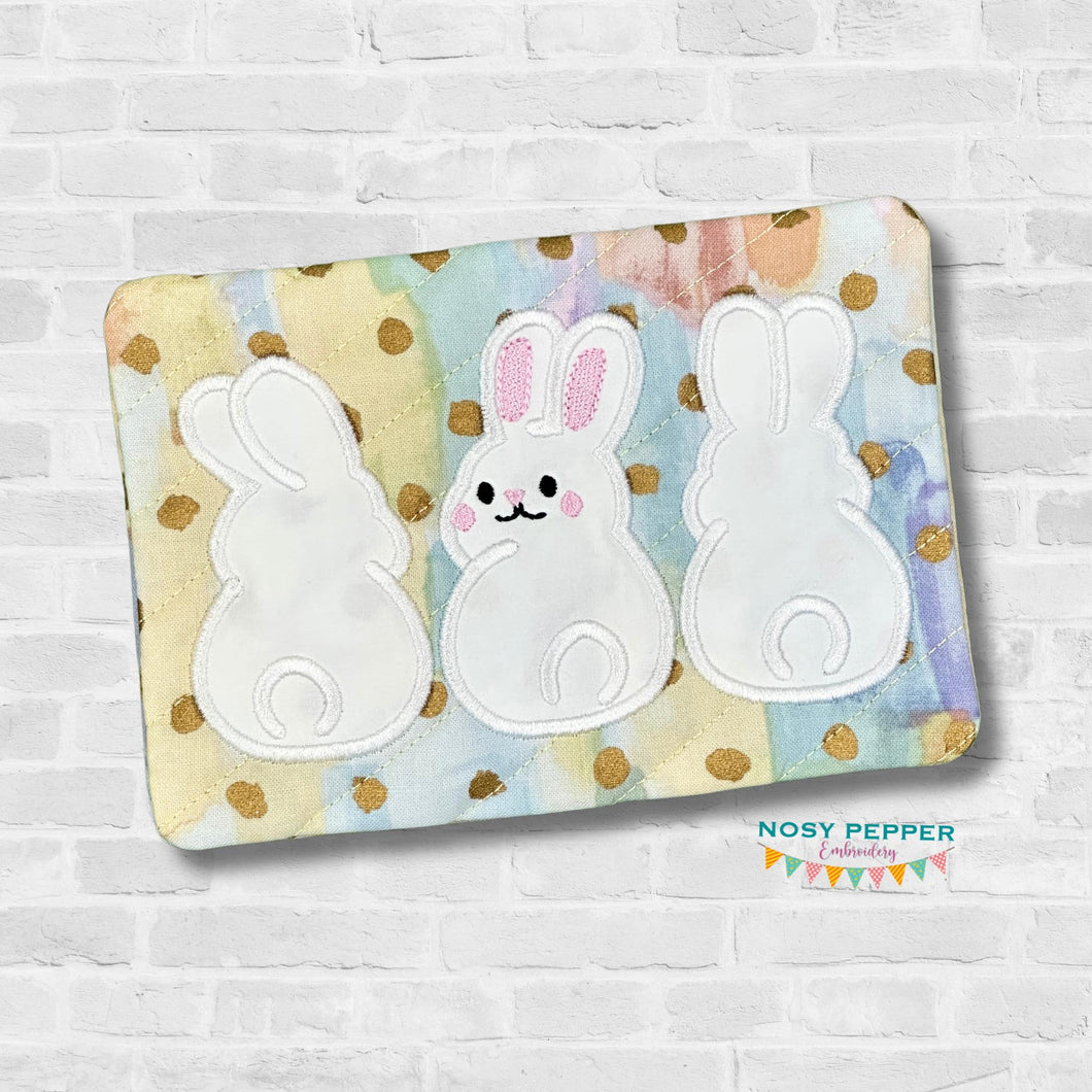 Bunny Butt applique mug rug March 25 Mystery Bundle machine embroidery design (4 sizes, envelope and turned styles included) DIGITAL DOWNLOAD