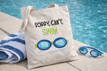 Load image into Gallery viewer, Sorry Can't, Swim appliqué machine embroidery design (5 sizes included) DIGITAL DOWNLOAD