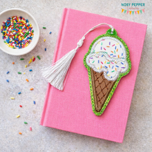 Load image into Gallery viewer, Ice Cream Scoop Applique bookmark/bag tag/ornament machine embroidery file DIGITAL DOWNLOAD