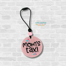 Load image into Gallery viewer, Mom&#39;s Taxi double sided car tag machine embroidery design DIGITAL DOWNLOAD