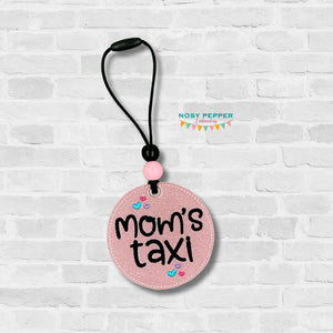 Mom's Taxi double sided car tag machine embroidery design DIGITAL DOWNLOAD