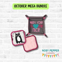 Load image into Gallery viewer, Wash Your Face ITH tray and wipe set machine embroidery design Fall 25 Mature Mystery Bundle (includes 2 sizes of trays and wipes) DIGITAL DOWNLOAD