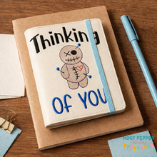 Load image into Gallery viewer, Thinking of you notebook cover (2 sizes available) machine embroidery design DIGITAL DOWNLOAD