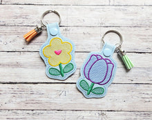 Load image into Gallery viewer, Sketchy Flowers snap tab set (2 designs with single and multi files included) machine embroidery design DIGITAL DOWNLOAD