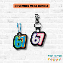 Load image into Gallery viewer, 67 appliqué snap tab and eyelet fob set (single and multi files included) machine embroidery design DIGITAL DOWNLOAD