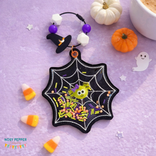 Load image into Gallery viewer, Spider Web Shaker bookmark/bag tag/ornament machine embroidery file DIGITAL DOWNLOAD