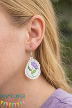 Load image into Gallery viewer, Floral Teardrop ITH earrings —FEB 26 MB—machine embroidery design DIGITAL DOWNLOAD