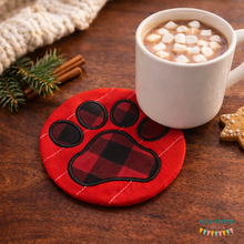Load image into Gallery viewer, Round Paw Print applique envelope style mug rug machine embroidery design (5 sizes included) Fall 25 Skill Builder Bundle DIGITAL DOWNLOAD