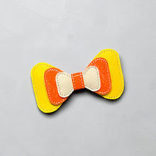 Load image into Gallery viewer, Candy Corn ITH Bow (2 sizes included) machine embroidery design DIGITAL DOWNLOAD