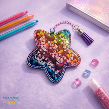 Load image into Gallery viewer, Star shaker bookmark/ornament/bag tag machine embroidery design DIGITAL DOWNLOAD