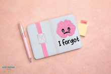 Load image into Gallery viewer, I Forgot notebook cover machine embroidery design (2 sizes available) DIGITAL DOWNLOAD
