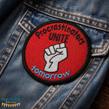 Load image into Gallery viewer, Procrastinators unite patch machine embroidery design DIGITAL DOWNLOAD