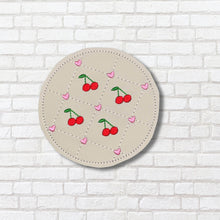 Load image into Gallery viewer, Quilted pack machine embroidery design (4 bag tag and 4 coaster designs included) DIGITAL DOWNLOAD