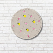 Load image into Gallery viewer, Quilted pack machine embroidery design (4 bag tag and 4 coaster designs included) DIGITAL DOWNLOAD