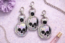 Load image into Gallery viewer, Skull Snap tab single and multi file included machine embroidery design DIGITAL DOWNLOAD