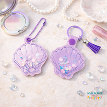 Load image into Gallery viewer, Shell Shaker snap tab and eyelet fob machine embroidery file (single and multi files included) DIGITAL DOWNLOAD