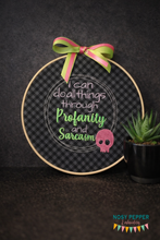 Load image into Gallery viewer, Profanity and Sarcasm 4 sizes included machine embroidery design DIGITAL DOWNLOAD