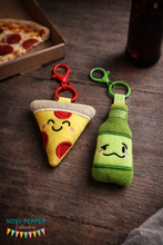 Load image into Gallery viewer, Pizza &amp; Beer mini stuffie machine embroidery design DIGITAL DOWNLOAD
