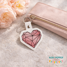 Load image into Gallery viewer, Heart snaptab 4x4 machine embroidery design DIGITAL DOWNLOAD