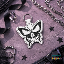 Load image into Gallery viewer, Sketchy Butterfly skull full snap tab Single and multi file included machine embroidery design DIGITAL DOWNLOAD