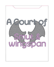 Load image into Gallery viewer, A Court Of Smut reader sleeve (3 sizes included) machine embroidery design DIGITAL DOWNLOAD