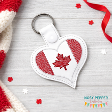 Load image into Gallery viewer, Heart Canada Snap tab 4x4 machine embroidery design DIGITAL DOWNLOAD