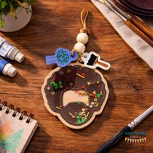 Load image into Gallery viewer, Bob Ross applique shaker ornament/bag tag/bookmark machine embroidery design DIGITAL DOWNLOAD