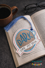 Load image into Gallery viewer, Dark like my soul coffee Bookmark/bag tag/ornament Sketchy 4x4 machine embroidery design DIGITAL DOWNLOAD