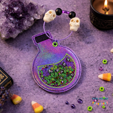 Load image into Gallery viewer, Potion shaker bagtag SEPT 24 PATREON BUNDLE bookmark/ornament/bag tag machine embroidery design DIGITAL DOWNLOAD