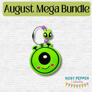 Cute Alien bookmark/ornament/bag tag AUGUST MYSTERY BUNDLE machine embroidery design DIGITAL DOWNLOAD