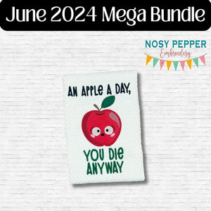 An Apple A Day applique machine embroidery design (4 sizes included) DIGITAL DOWNLOAD