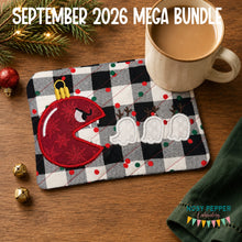 Load image into Gallery viewer, Hungry Ornament mug rug machine --2026 Holiday Bundle-- embroidery design (4 sizes, envelope and turned styles included) DIGITAL DOWNLOAD