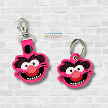 Load image into Gallery viewer, Animal snap tab and eyelet fob (single and multi files included) machine embroidery file DIGITAL DOWNLOAD