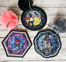 Load image into Gallery viewer, Appliqué bag tag set (3 sizes included) machine embroidery design DIGITAL DOWNLOAD