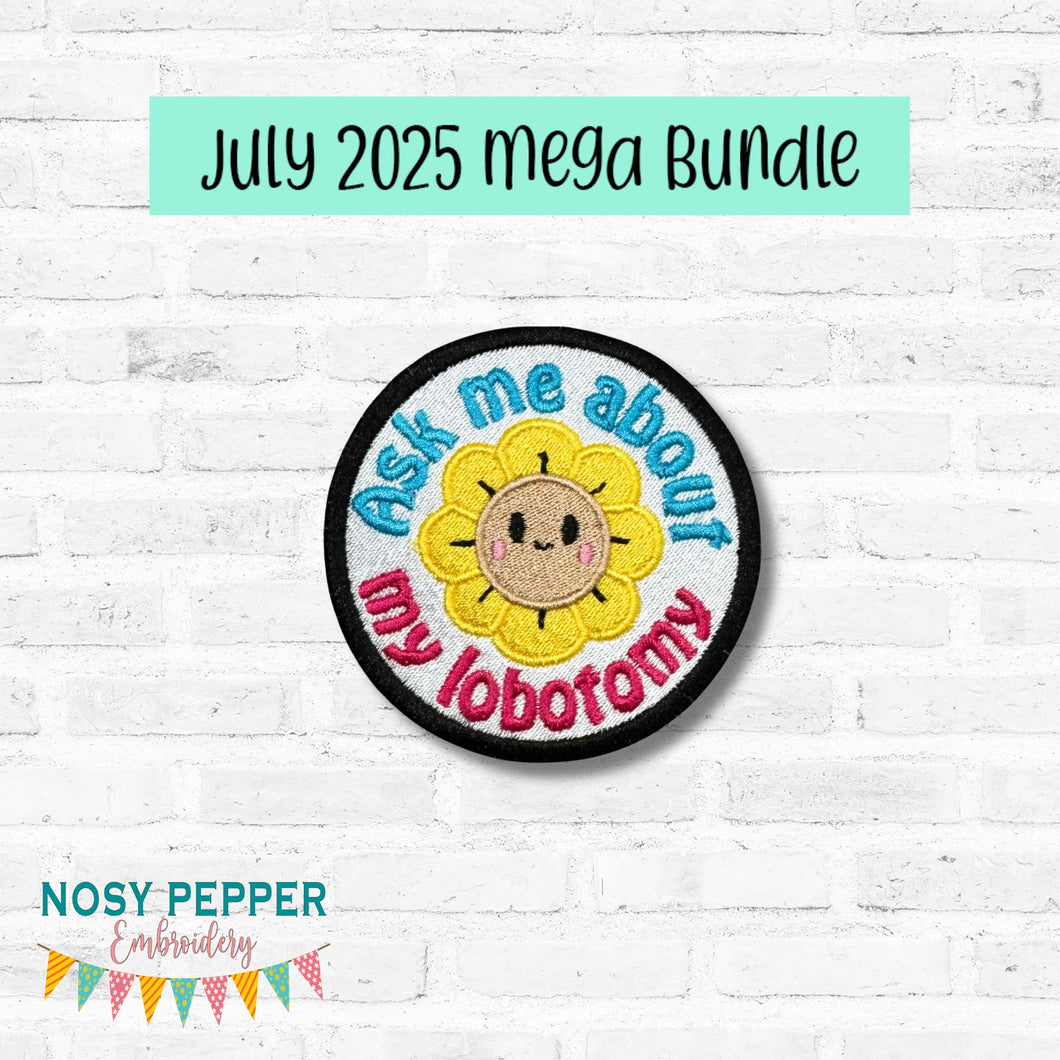 Ask Me About My Lobotomy patch (2 sizes included) machine embroidery design DIGITAL DOWNLOAD