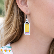 Load image into Gallery viewer, Pencil earrings machine embroidery design ITH DIGITAL DOWNLOAD