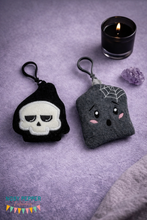 Load image into Gallery viewer, Reaper and Tombstone mini stuffie machine embroidery design DIGITAL DOWNLOAD