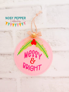 Messy & Bright ornament/bag tag/bookmark machine embroidery design DIGITAL DOWNLOAD