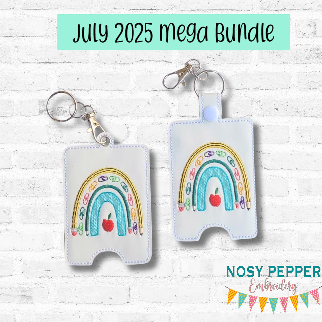 School Bow lanyard card case July '24 Mystery Bundle machine embroidery design (eyelet and snap tab designs included) DIGITAL DOWNLOAD