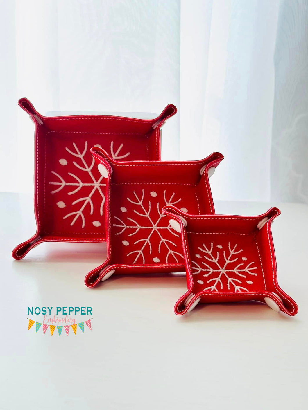 Snowflake tray Set machine embroidery design Oct '24 Mystery Bundle (5 sizes included) DIGITAL DOWNLOAD