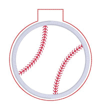 Load image into Gallery viewer, Baseball Bat fob set machine embroidery file (3 sizes, single and multi files included) DIGITAL DOWNLOAD