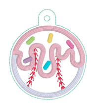 Load image into Gallery viewer, Baseball Drip Applique snap tab and eyelet fob machine embroidery design DIGITAL DOWNLOAD