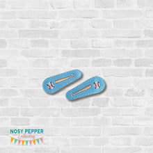 Load image into Gallery viewer, Baseball barrette cover machine embroidery design DIGITAL DOWNLOAD