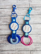 Load image into Gallery viewer, Baseball/Softball hair tie holder (2 sizes included) machine embroidery design —MARCH 26 MB—DIGITAL DOWNLOAD