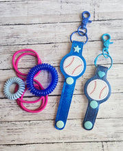Load image into Gallery viewer, Baseball/Softball hair tie holder (2 sizes included) machine embroidery design —MARCH 26 MB—DIGITAL DOWNLOAD