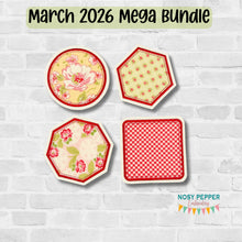 Load image into Gallery viewer, Basics applique coaster set machine embroidery design (4 designs included) DIGITAL DOWNLOAD